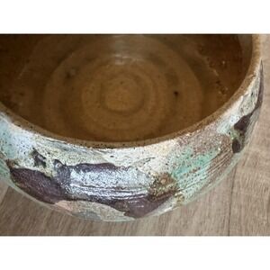 Pottery hand made clay wide mouth pot